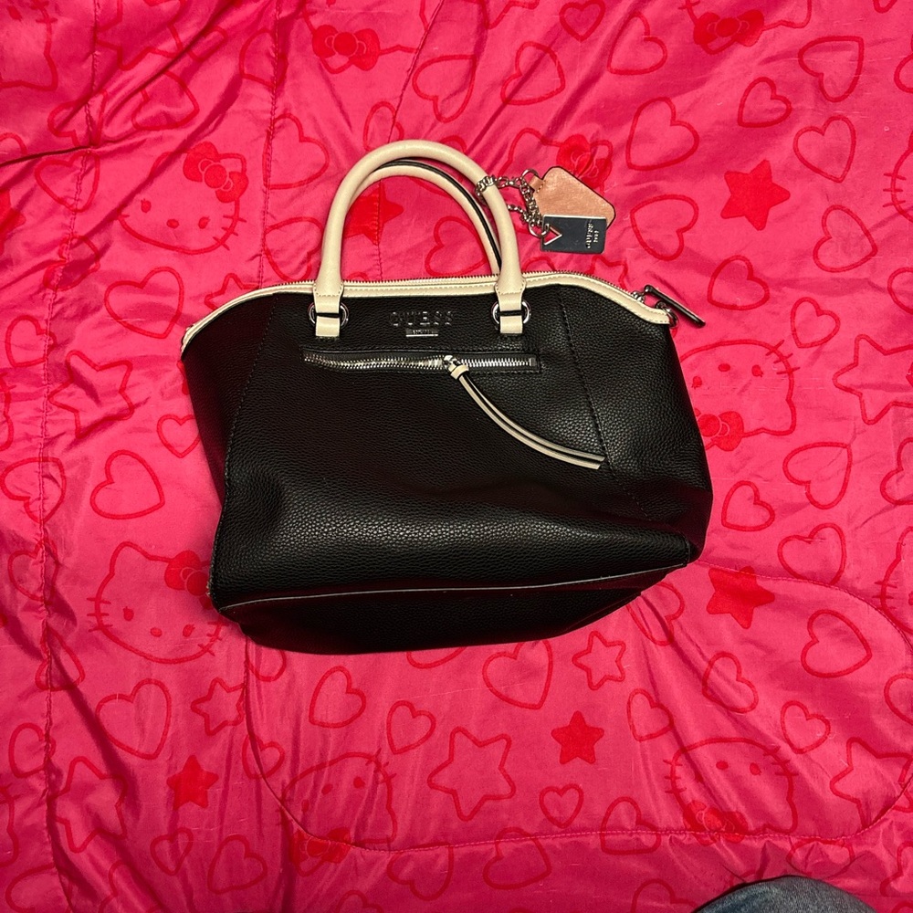 Guess Black and Cream Satchel